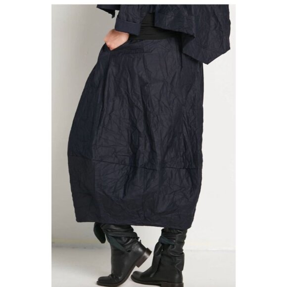 PLANET Crushed Nylon Puff Skirt Navy Size 1 Small - Picture 2 of 6